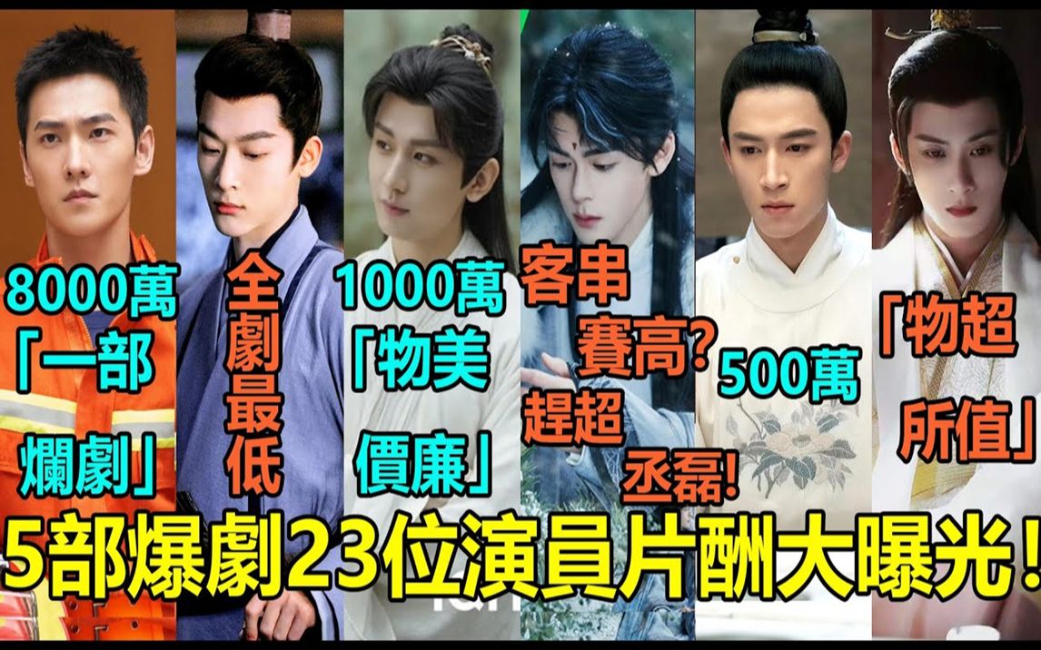 5部爆剧23位演员片酬大曝光!成毅《莲花楼》只拿1000万被赞「物美价廉」?周也片酬是王星越的2倍!张晚意《长相思》片酬还不如曾舜晞《云之羽》客...