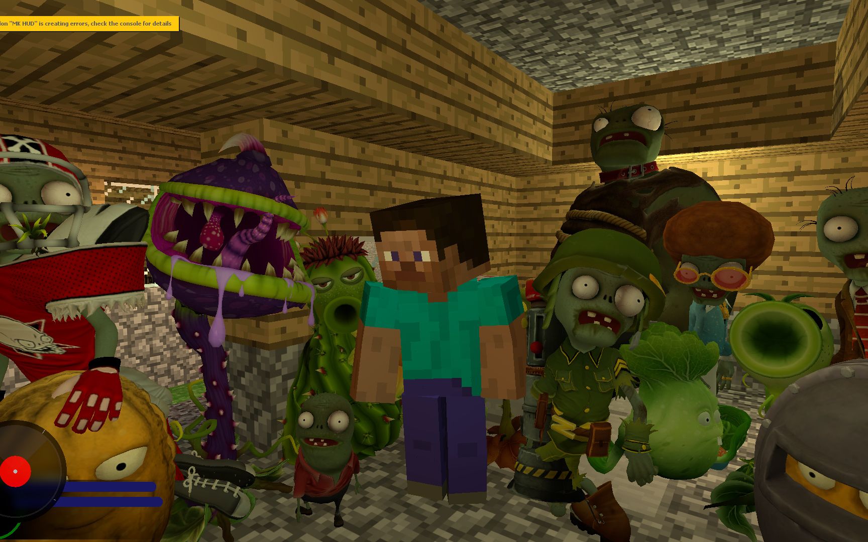 我的世界 疯狂的史蒂夫跟植物大战僵尸一起玩_哔哩哔哩_bilibili