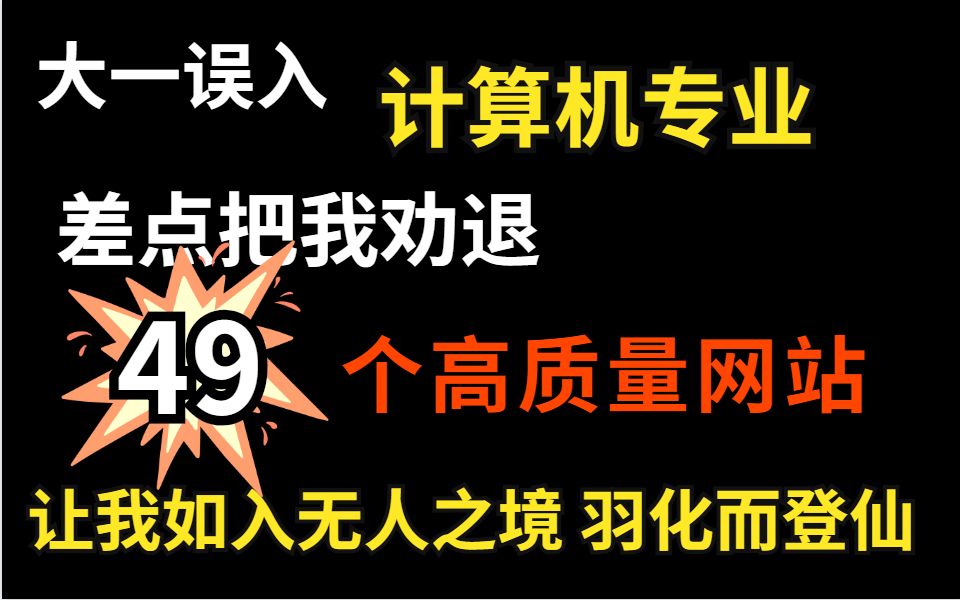 大一误入计算机专业,差点把我劝退,49个高质量网站让我如入无人之境,羽化而登仙!!!!哔哩哔哩bilibili