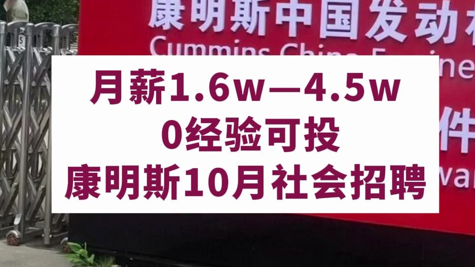 13薪,小众制造外企,含非技术岗,大专可投,可居家办公,带薪假期20起,955双休不加班,康明斯招聘哔哩哔哩bilibili