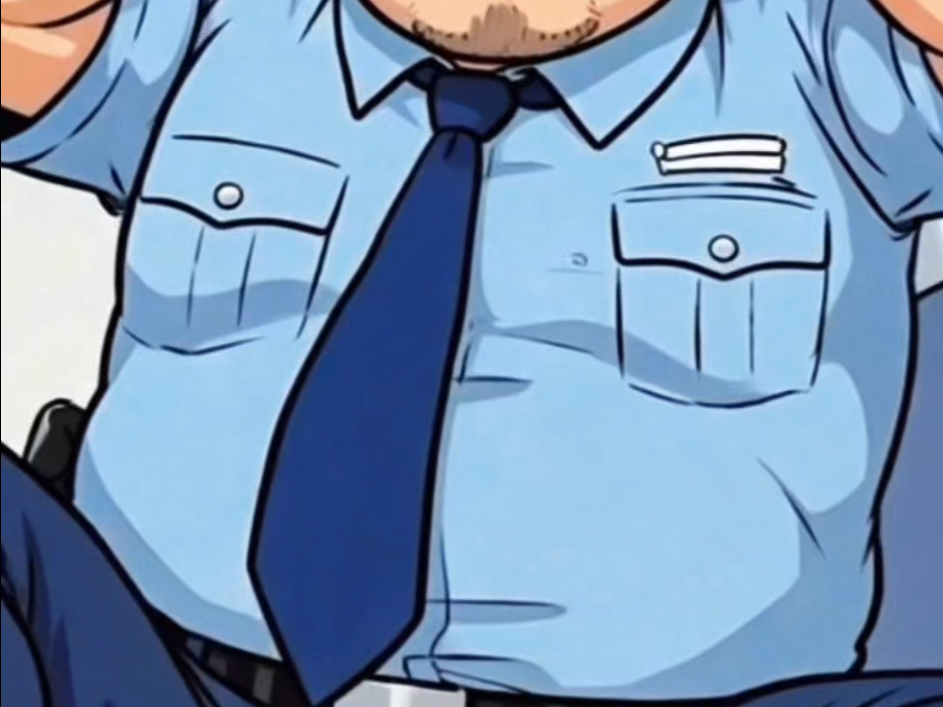 正装领带黑袜皮鞋警熊大叔