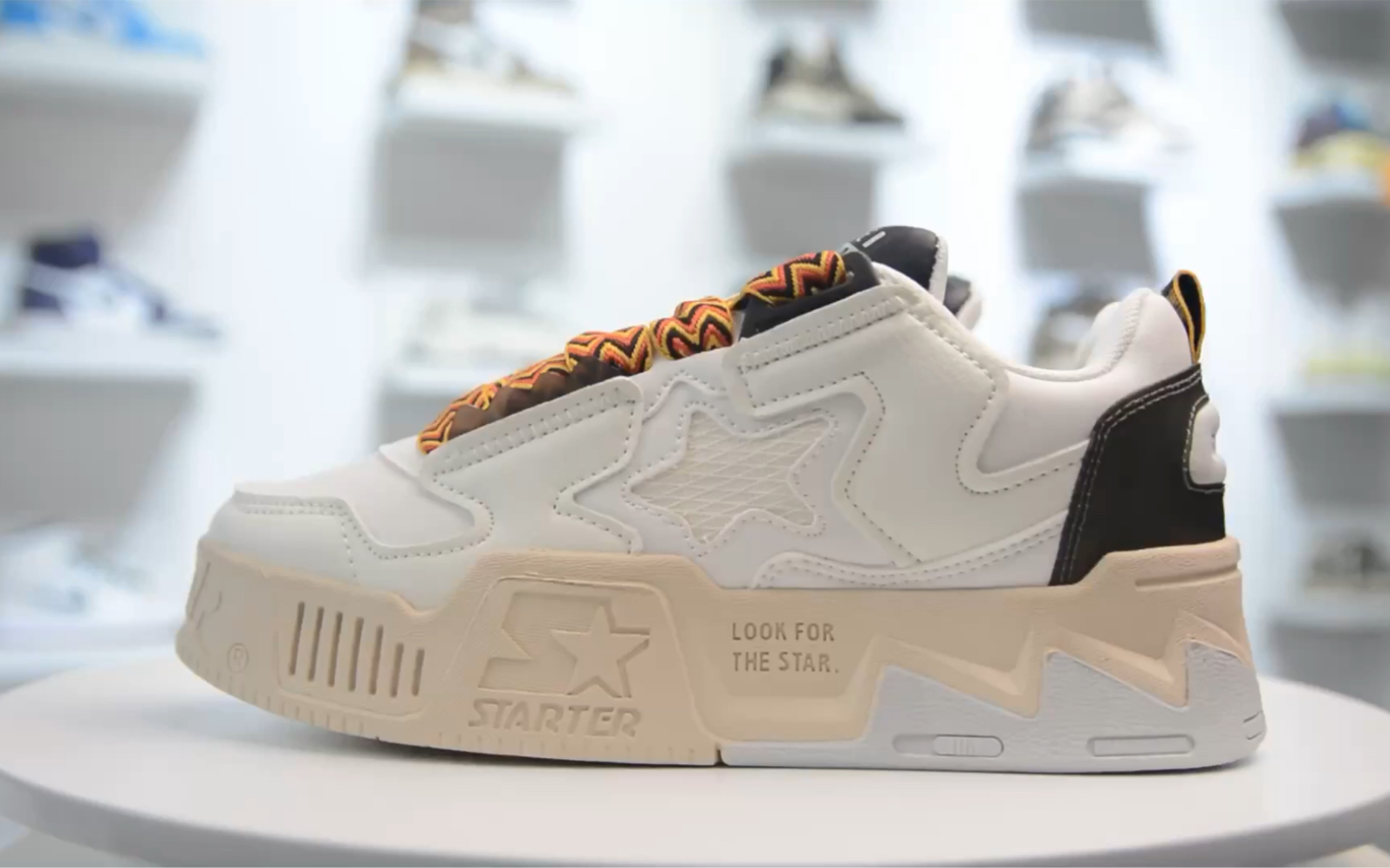 【权威实拍】starter vol音浪二代 星星鞋 复古厚底板鞋 白色