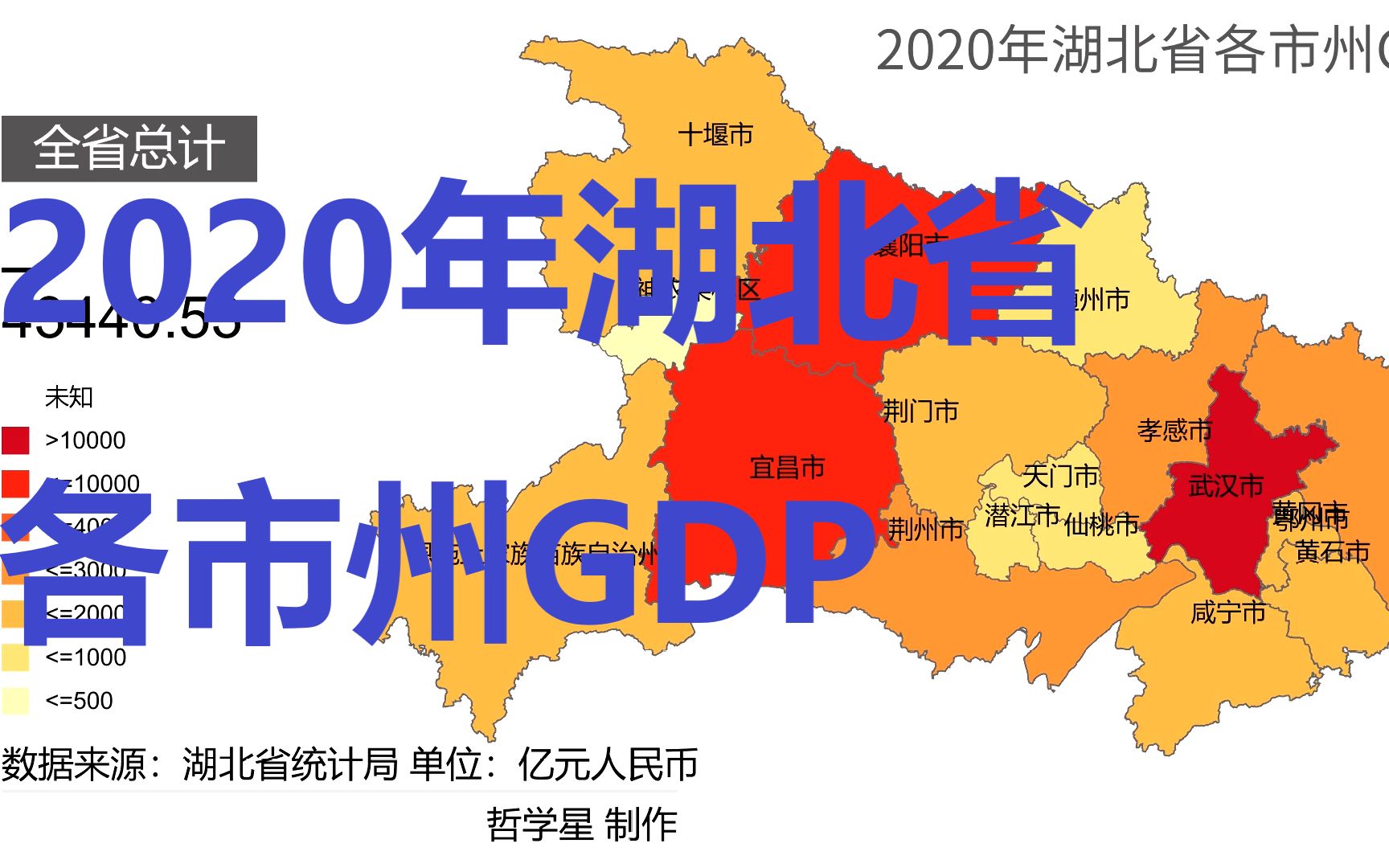 活動作品數據可視化2020年湖北省各市州gdp排名