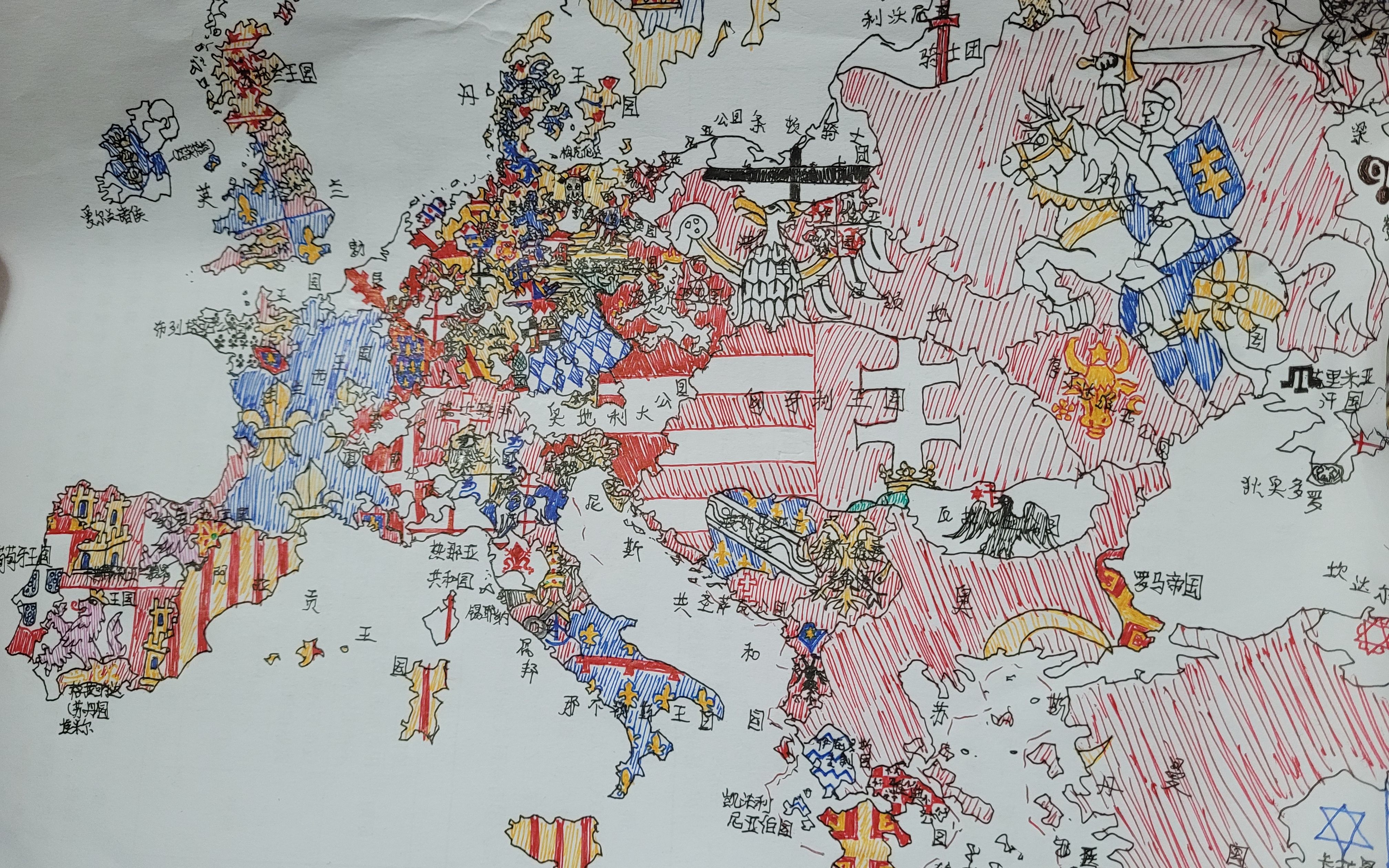 欧洲地图手绘简单图片