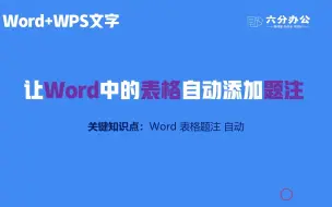 Download Video: 让Word中的表格自动添加题注