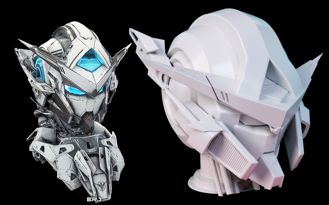 【maya建模】硬表面机甲头案例教程,布线卡线详细教学