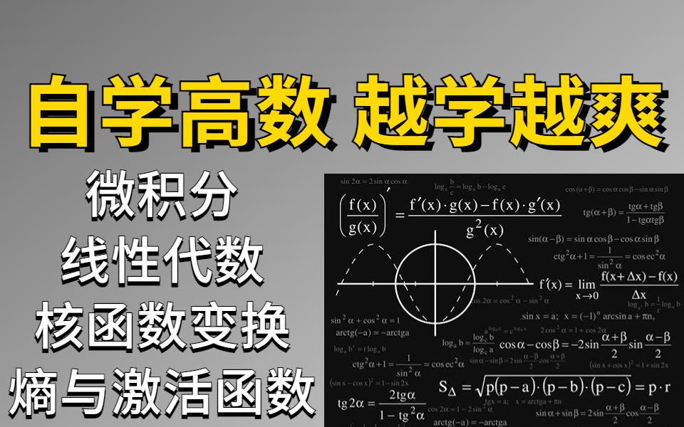 [图]【自学高数宝藏课程！】目前B站讲的最透彻的机器学习-数学基础，包含高等数学、线性代数、微积分、概率论等内容。强烈建议收藏！