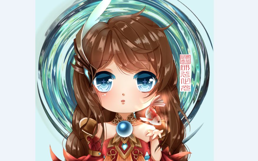 板绘q版大乔上色过程