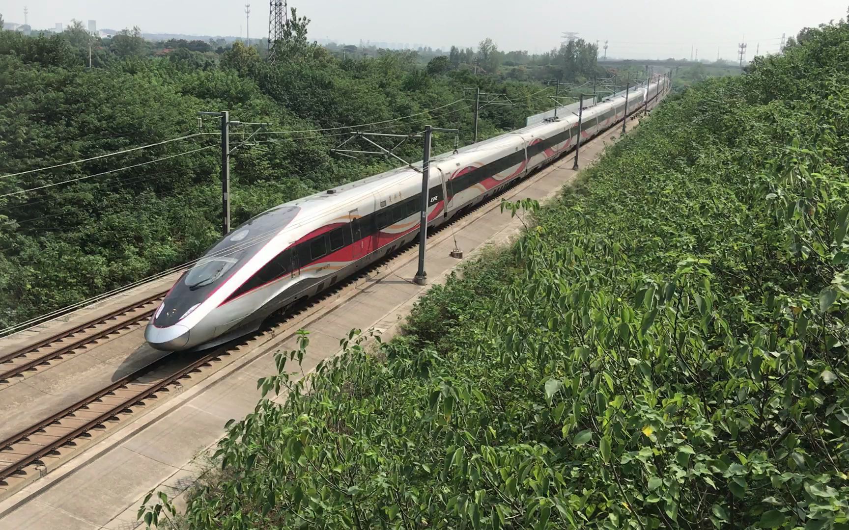 5215 5217重联担当上海虹桥至哈尔滨西g1204次通过京沪高铁南京浦口段
