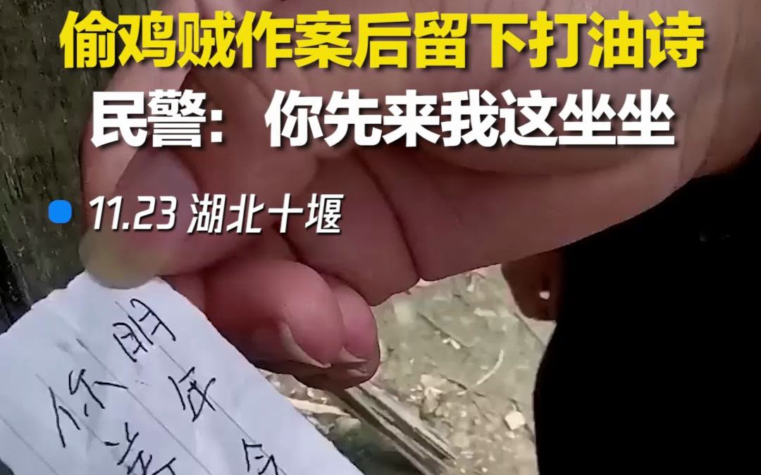 [图]“你养鸡子我发财，明年今天我再来“ 偷鸡贼作案后竟给村民赋诗一首