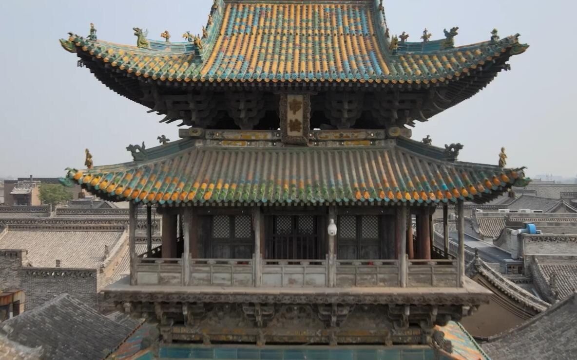 历史古建筑山西平遥古城航拍视频