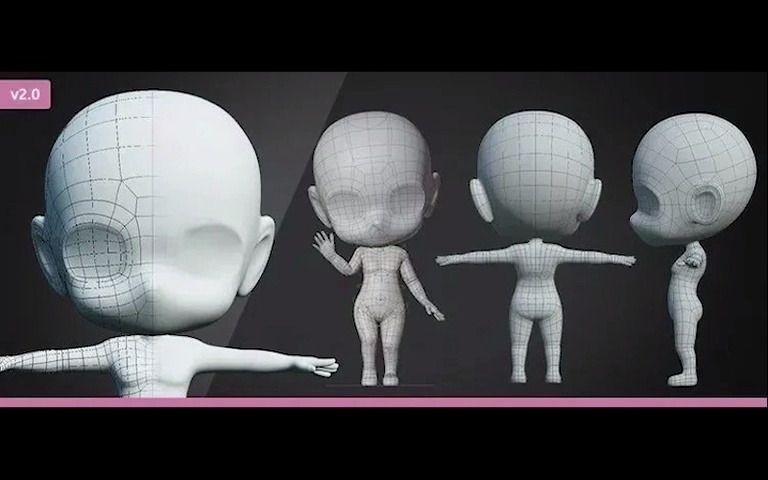 基础网格人物模型8款,适用于软件:Blender、C4D,素材格式:Blend、C4D、OBJ、FB哔哩哔哩bilibili