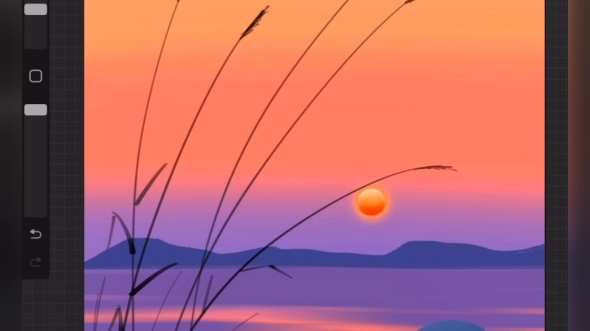 用ipad画个霞光芦苇