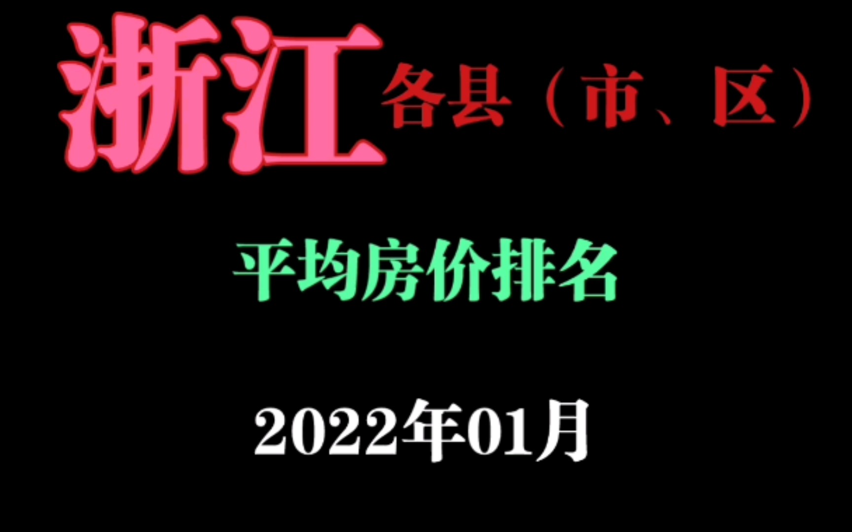 浙 江 各 县(市、区)平 均 房 价 排 名(2022年01月)哔哩哔哩bilibili