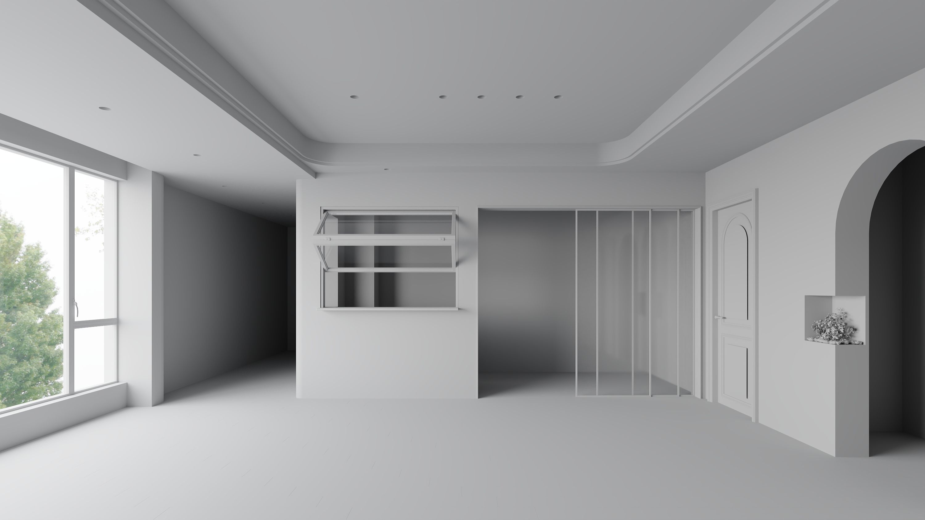 3ds max   corona 奶油风客厅室内效果图渲染---模型阶段 吊顶建模