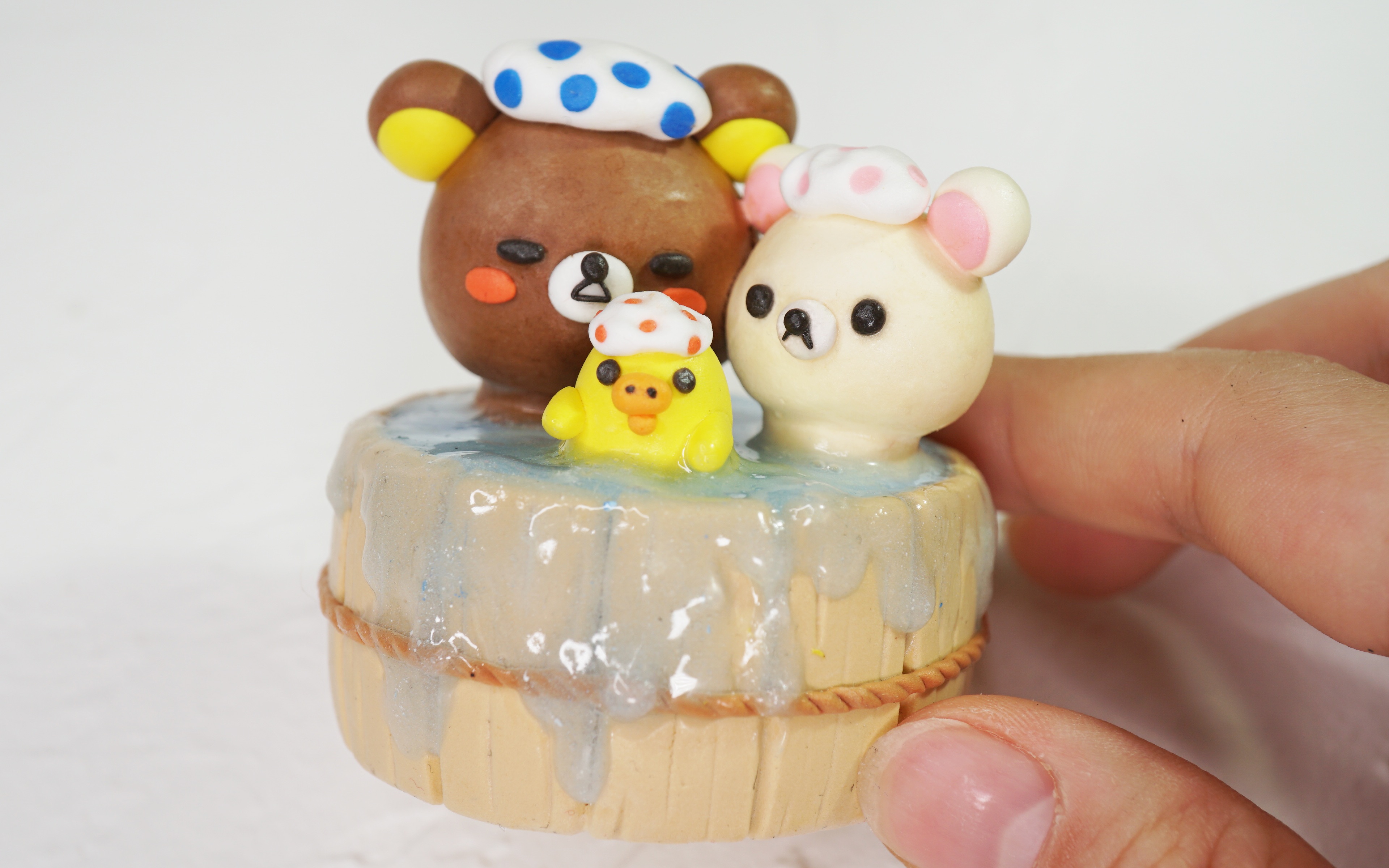 轻粘土diy沐浴轻松熊太舒服了