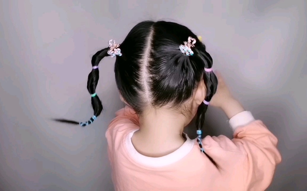 女宝宝短发双马尾辫,简单可爱,俏皮时尚