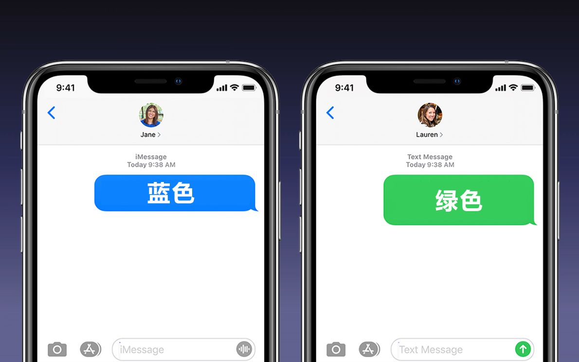 为什么用iphone发短信,有时是蓝色,有时是绿色?