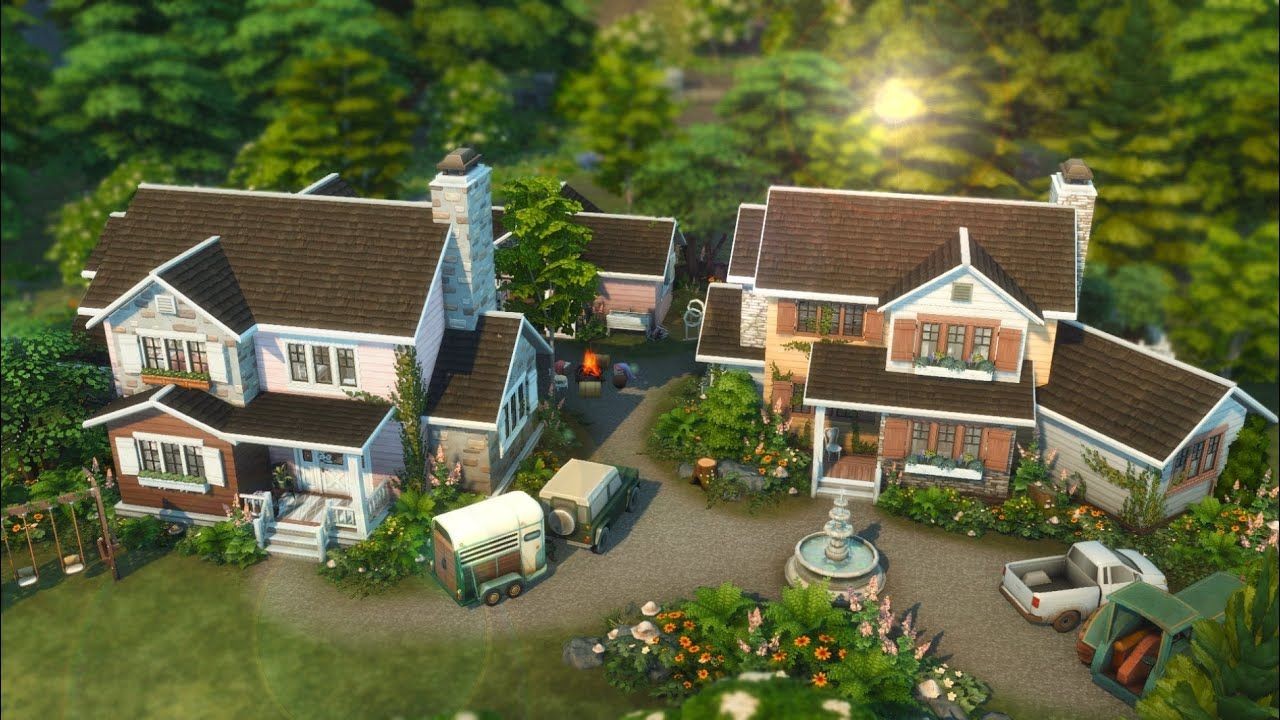 模拟人生4速建搬运:两个家庭的大型共享农场large shared farm for 2