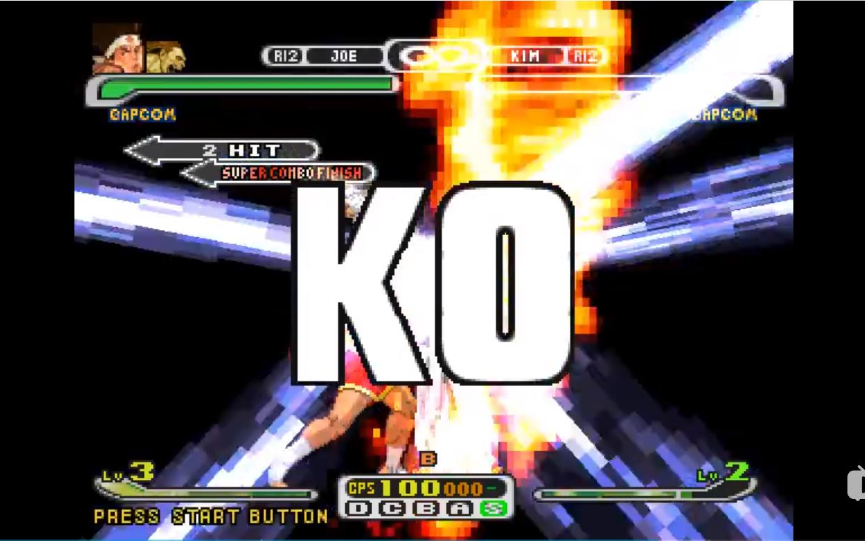 [图]PS1《CAPCOM vs SNK 2000 PRO》(日版)二对二模式最高难度布兰卡和东丈全胜通关