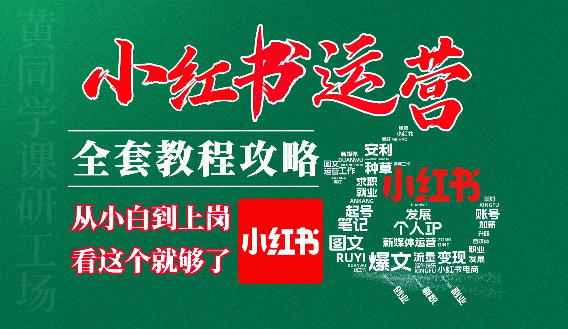 小红书运营全攻略课程干货新媒体运营教程知识!高薪就业;视频号/抖音快手运营/短视频运营/图文笔记/电商/带货直播运营,涵盖所有主流平台账号运营,...