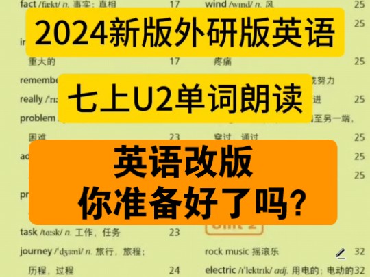 2024新版外研版七年级英语上册U2单词朗读带读,多听多说多模仿,提升词汇量是学好英语的开始,想要成绩好,课本先学好,加油!哔哩哔哩bilibili