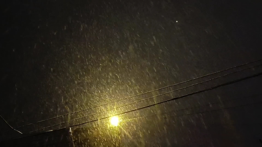 记某日夜晚飘雪