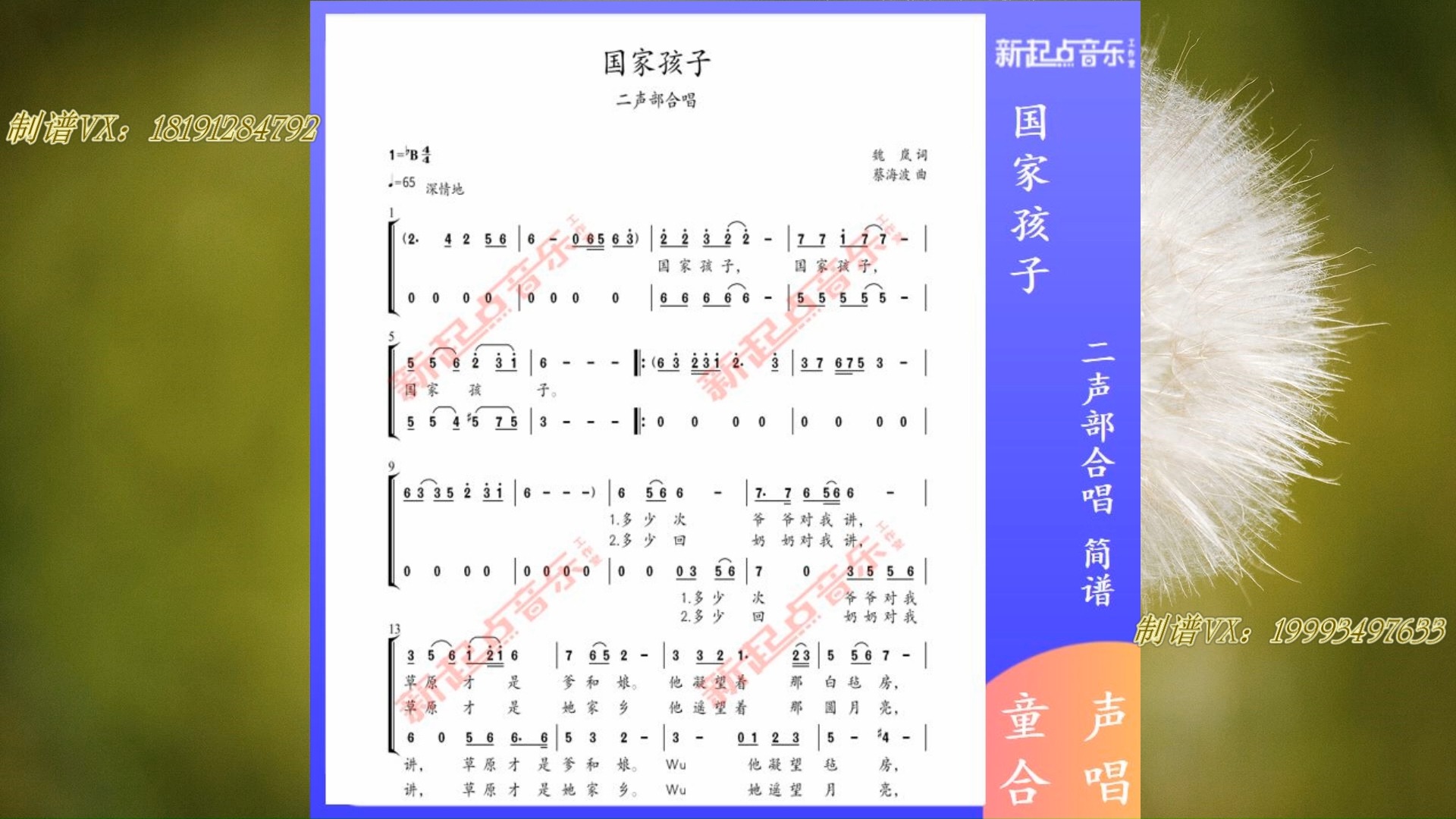 国家孩子主题曲简谱图片