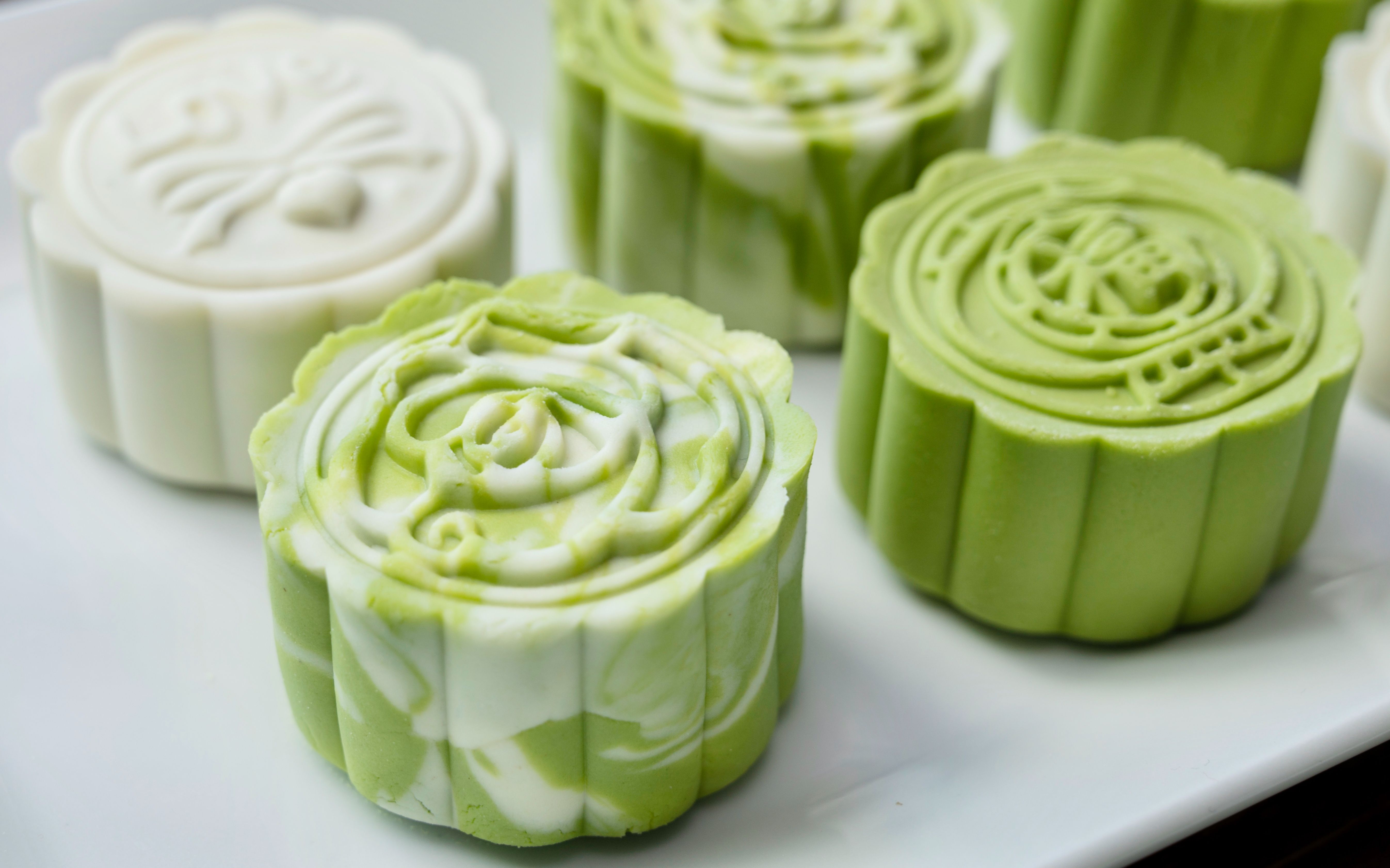 最漂亮最简单的月饼,抹茶琉璃米月饼,不蒸不烤无蛋奶,清新淡雅,低糖低