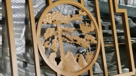 新中式户外影壁铝合金屏风庭院雕花浮雕仿古古典花纹定制山水背景墙