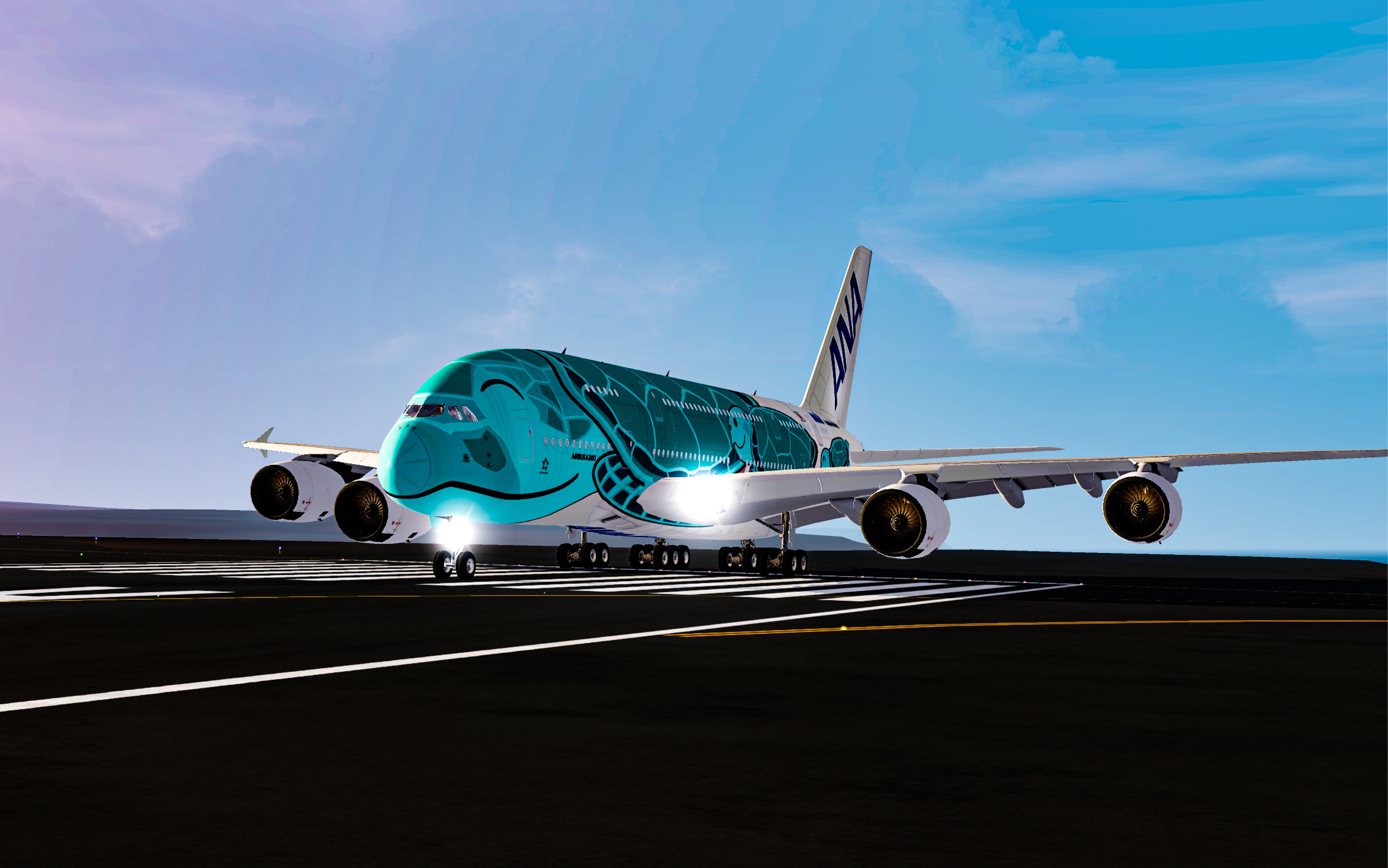 【原声af】在移动端画质天花板加持下的全日空a380在大雾中起飞