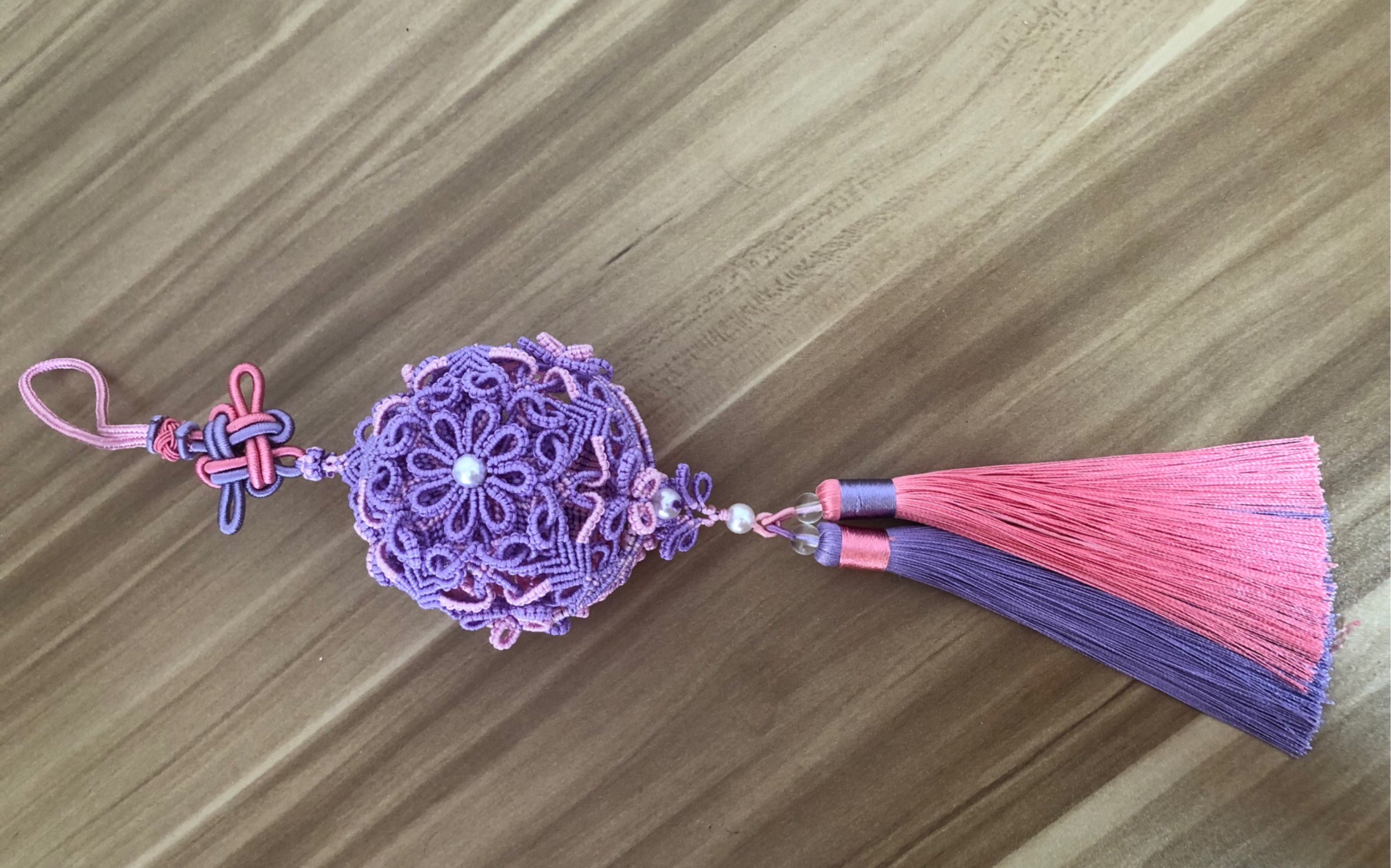 蝶恋花手工编织香囊挂饰,球径7厘米