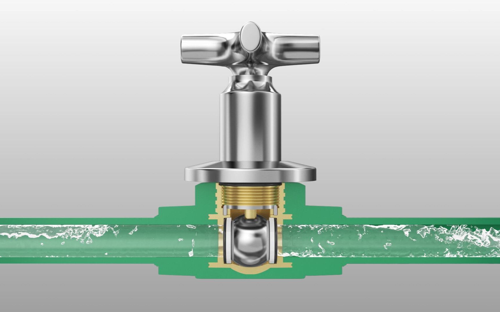 皇蒙管道暗式球阀产品结构,水流控制原理三维动画|ppr|球阀|管道_哔哩