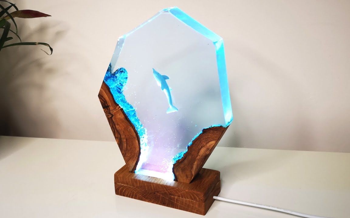 树脂海豚环氧树脂夜灯 - 树脂艺术