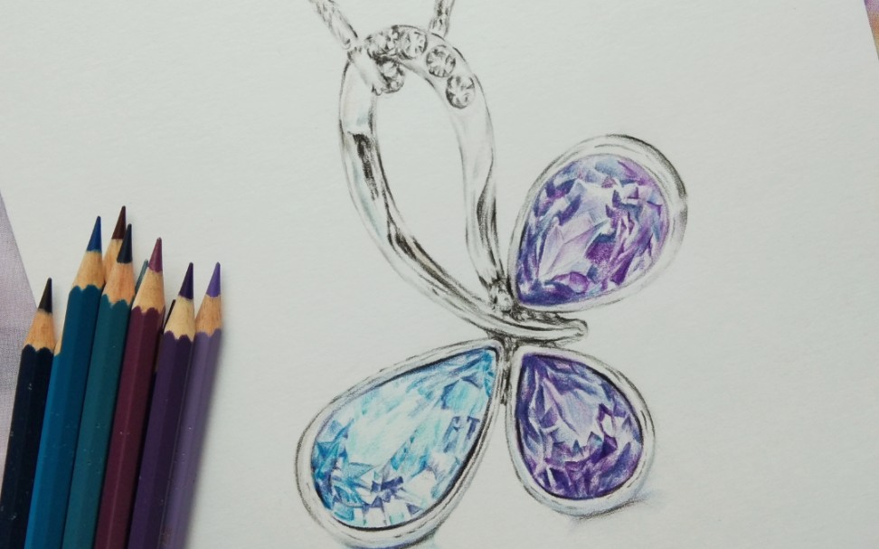 彩铅水晶项链手绘教程