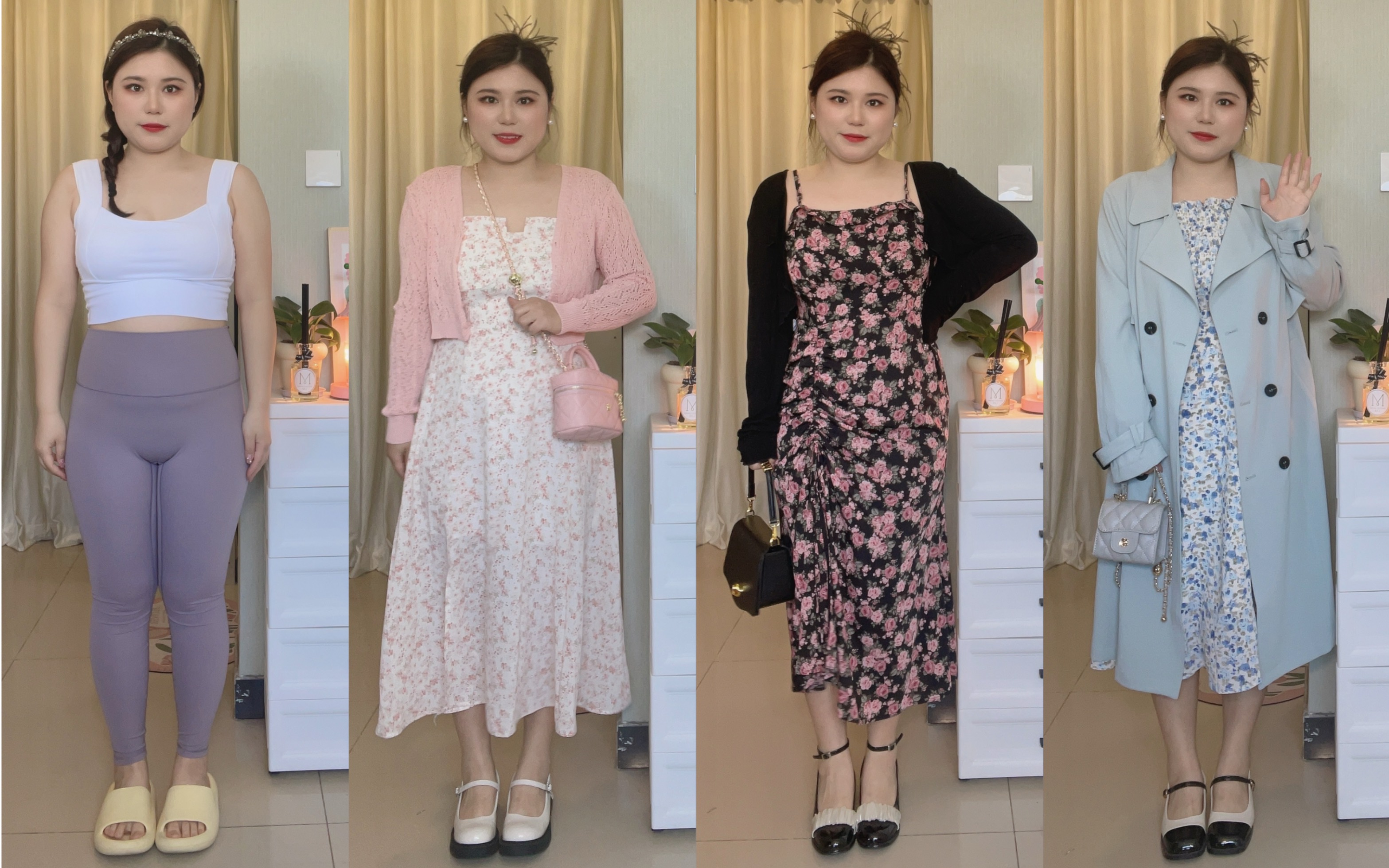 158cm130斤梨形粗腿|微胖mm春日出游漂亮碎花连衣裙分享~超级出片!