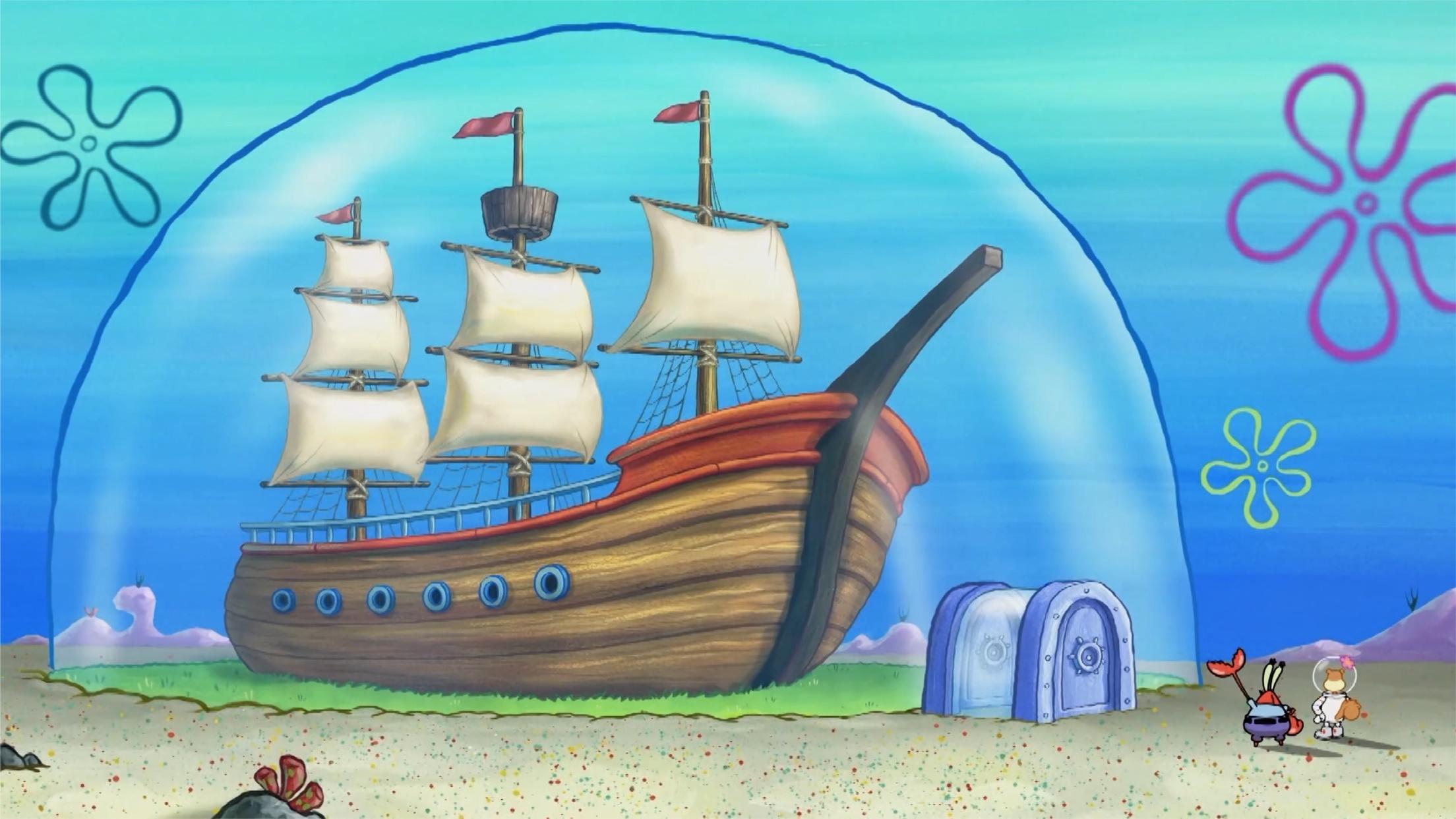 《海绵宝宝》蟹老板真会玩,把珊迪的房子改造成瓶中船!