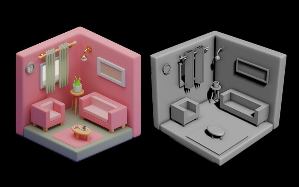 【3dmax建模】零基础box小场景搭建练习,室内场景建模精品案例,软件