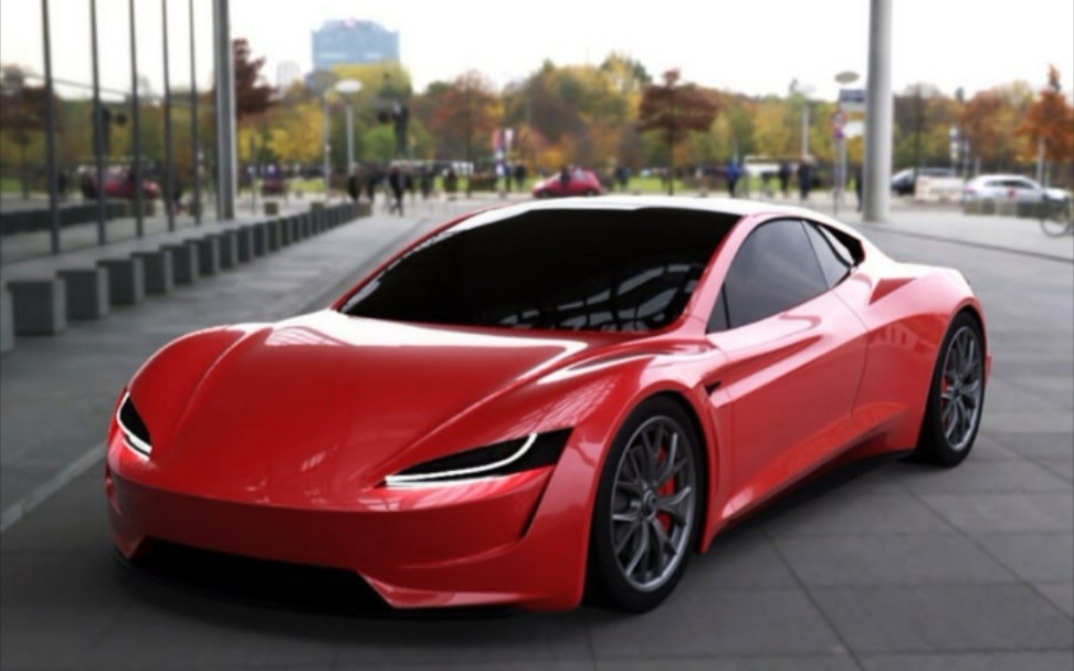特斯拉跑车roadster20实车拍摄优美的像位绅士