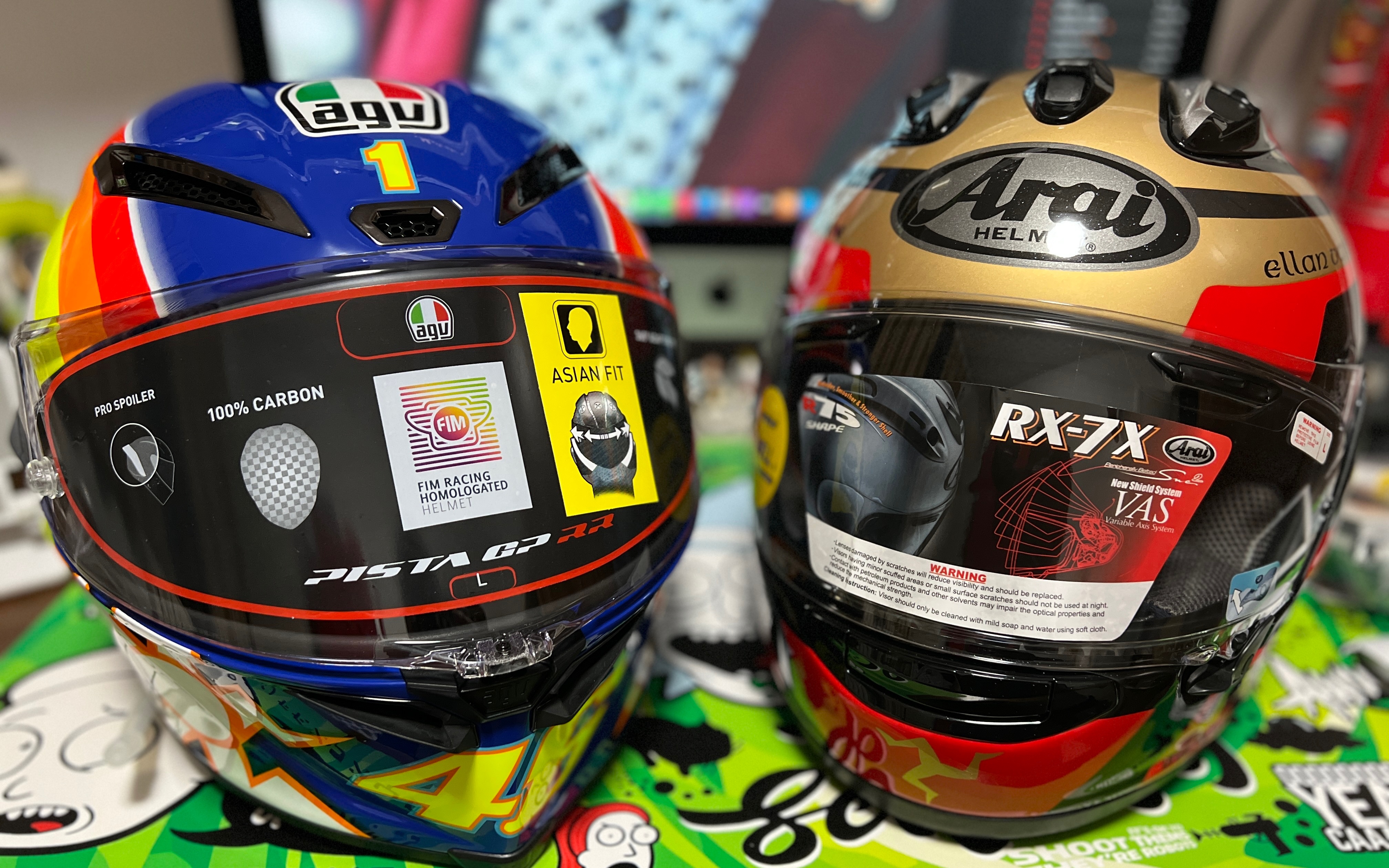 人生第一顶agv pista gp rr 2005罗西限量版头盔