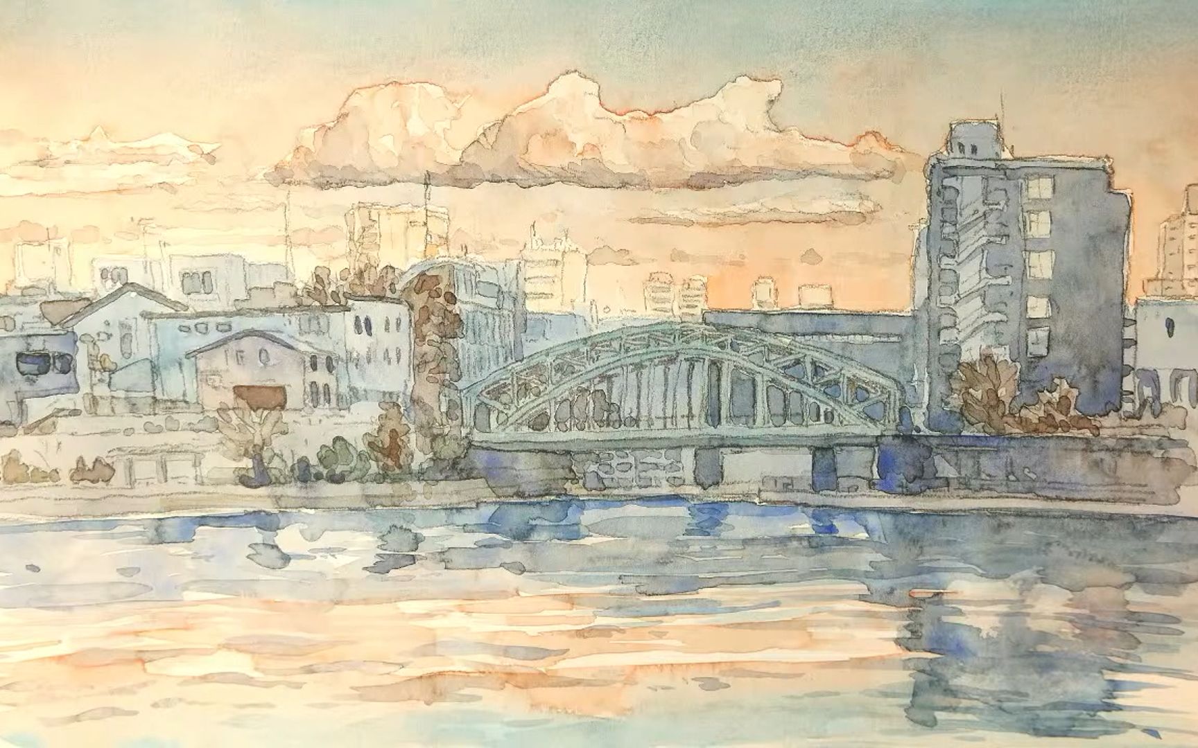 【水彩/插画/速写】城市夜景(色彩非常美!