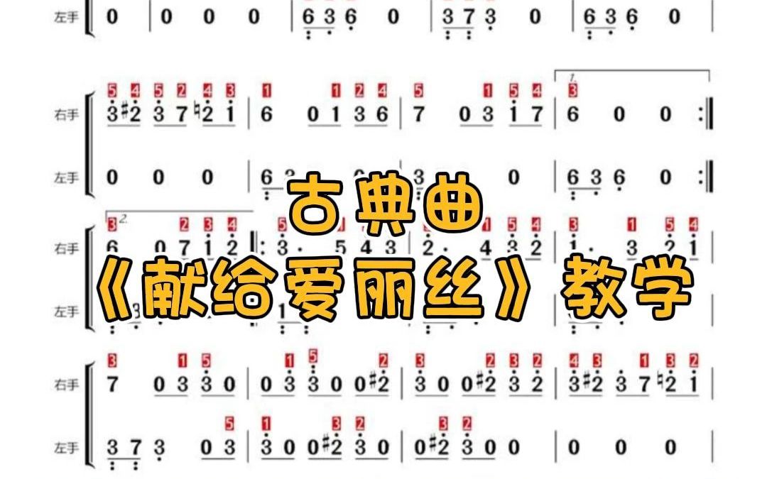 古典钢琴曲《致爱丽丝》简谱详细教学<一>哔哩哔哩bilibili