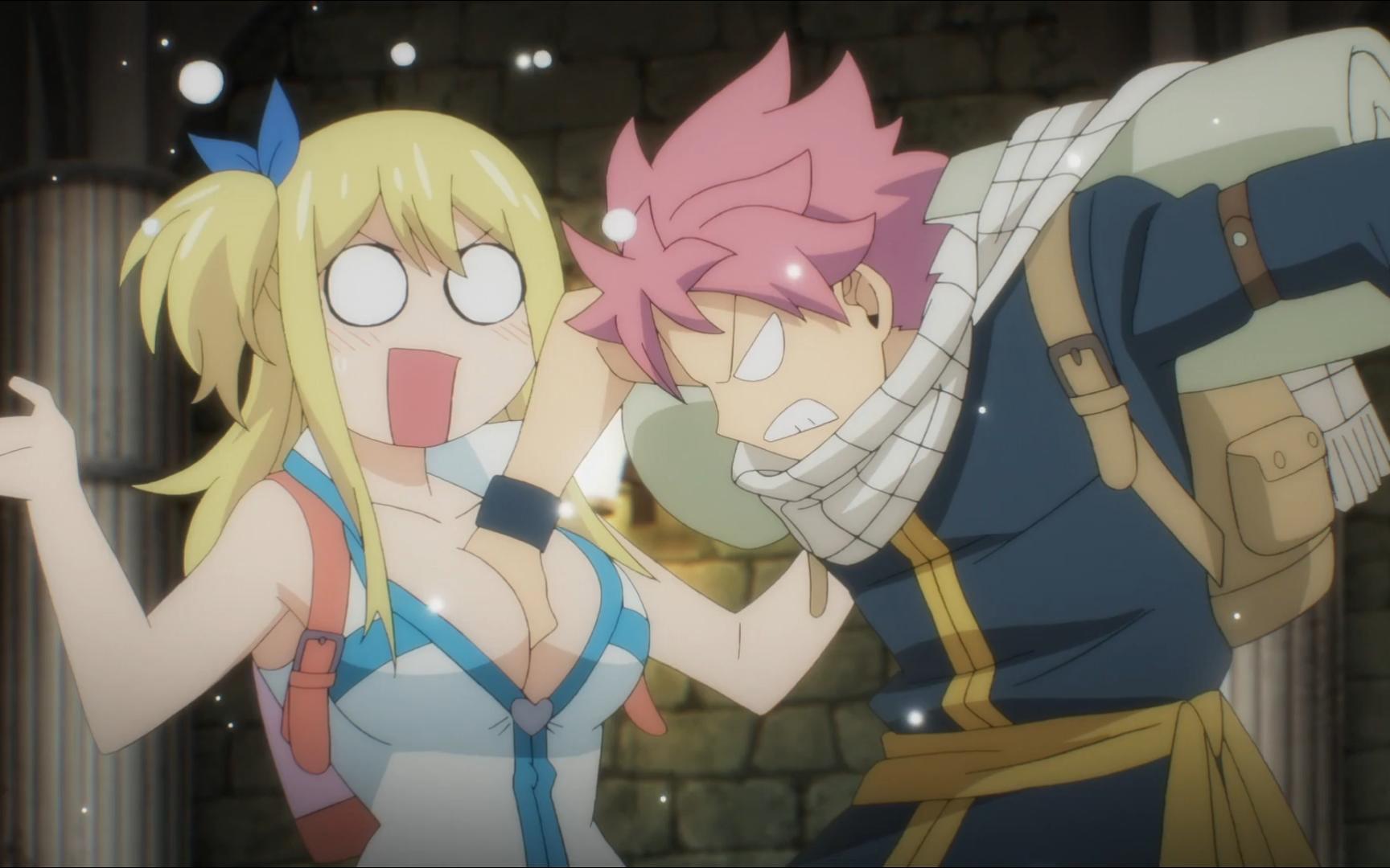 纳兹把手伸进露西的欧派里面,还不愿拔出来!