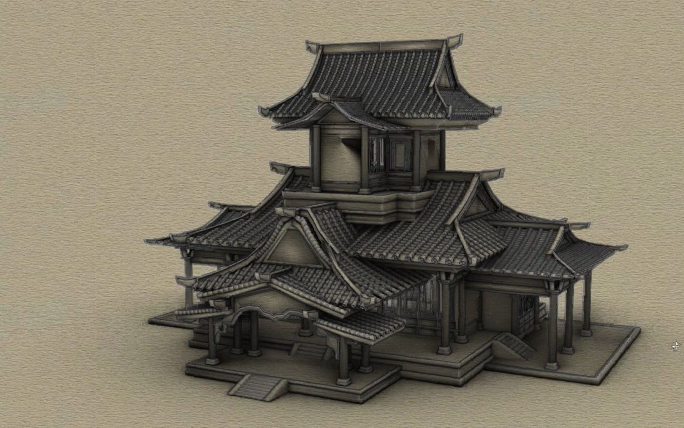 活动作品原神尘歌壶璃月主殿三维建模展示