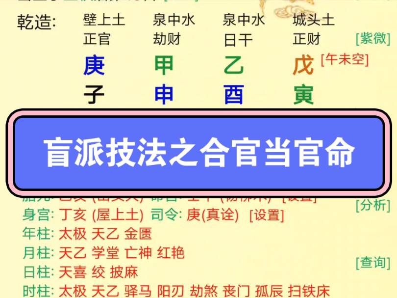 盲派八字之合官当官(技法干货)哔哩哔哩bilibili