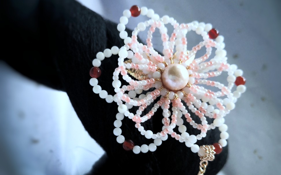 【发簪教程珠花教程米珠珠花】多层珠花_哔哩哔哩_bilibili