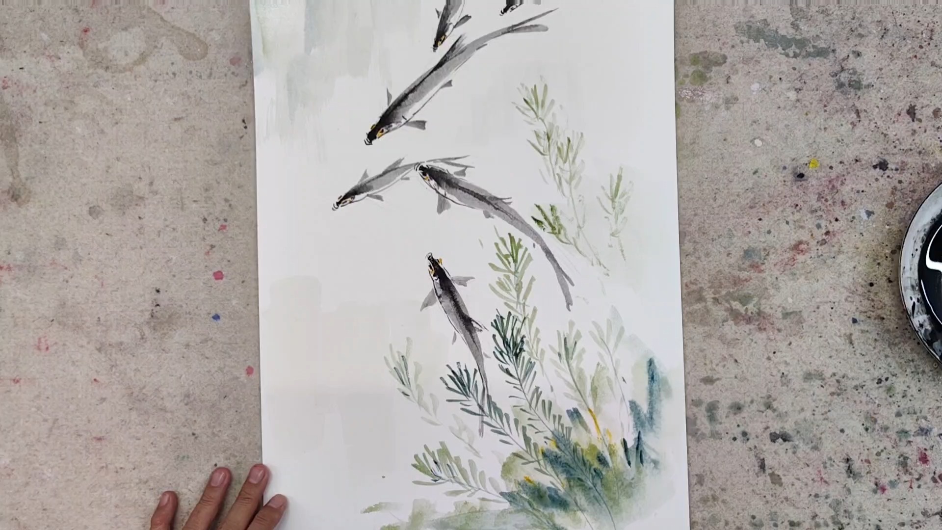 《鱼乐图》水草国画技法