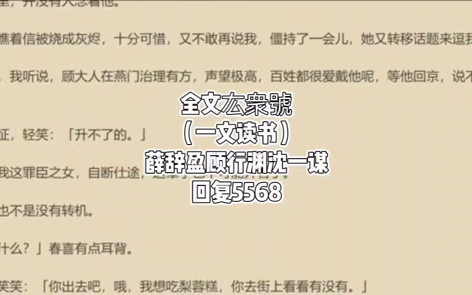 言情都市小说推荐《薛辞盈顾行渊沈一谋》「薛辞盈顾行渊沈一谋」哔哩哔哩bilibili