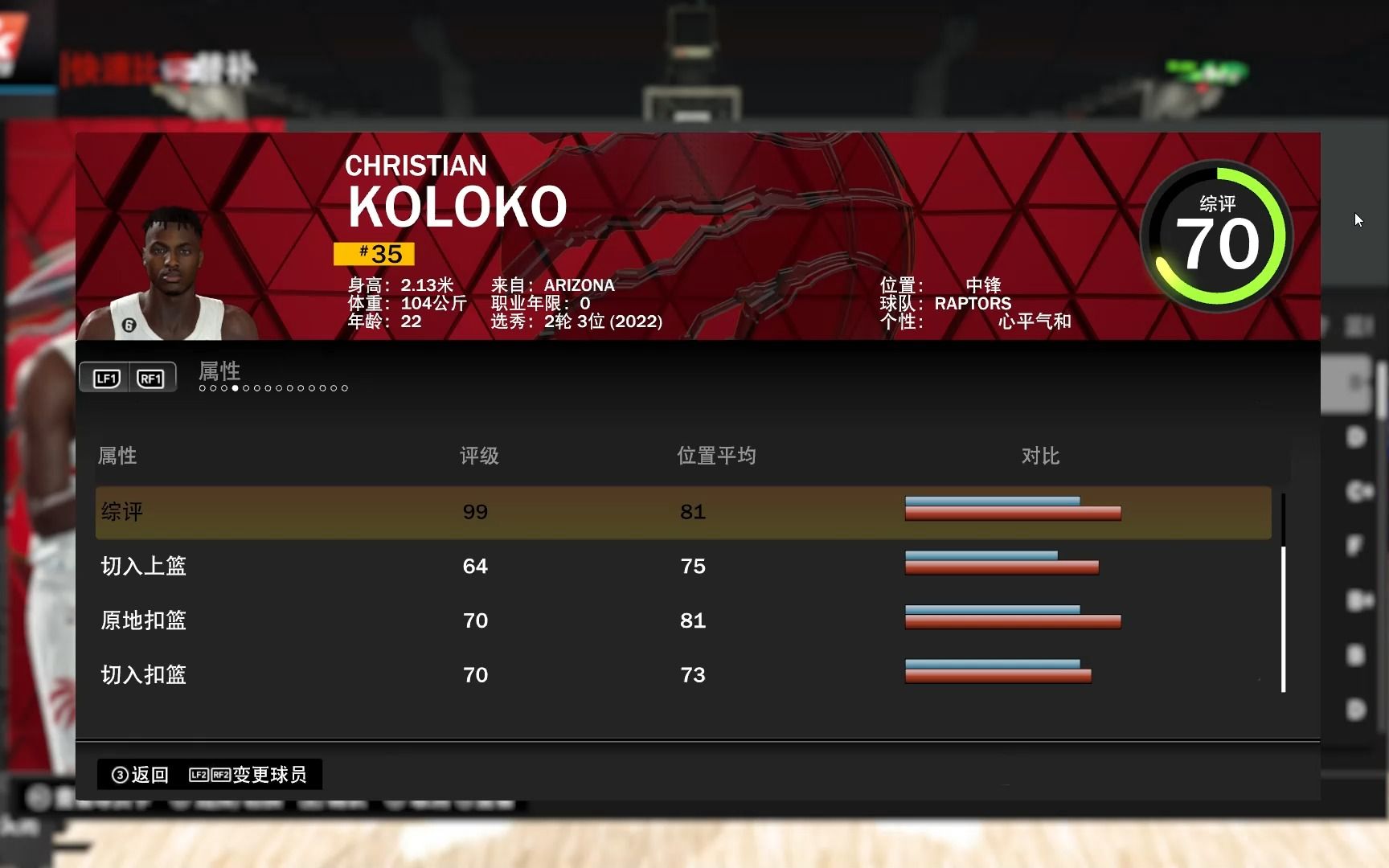 【2KOL2】新秀抢先看:新一代模型怪? 猛龙新秀科洛科NBA2KOL2