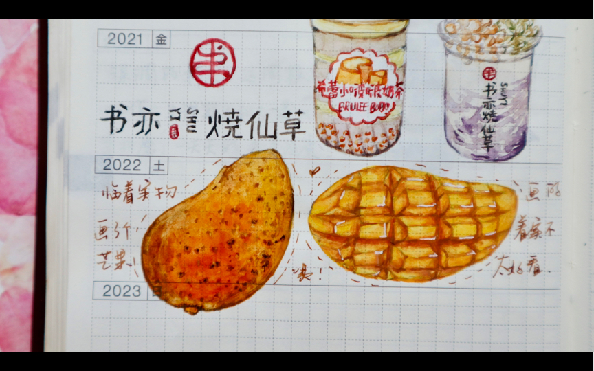 活动作品hobo五年水彩手绘日常手帐芒果